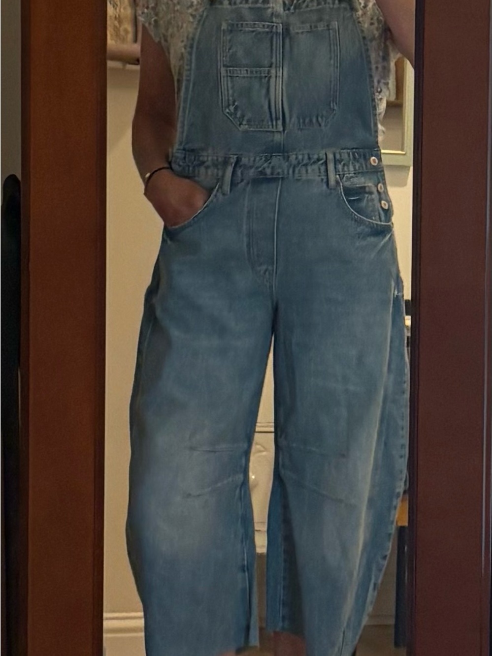 NWOT We The Free Good Luck Barrel Light Blue Denim Overalls - Picture 3 of 11